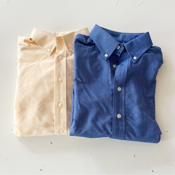 Lands End Boys Bundle Of Oxford Shirt in Blue And Peach  Yellow NWOT - Picture 16 of 16